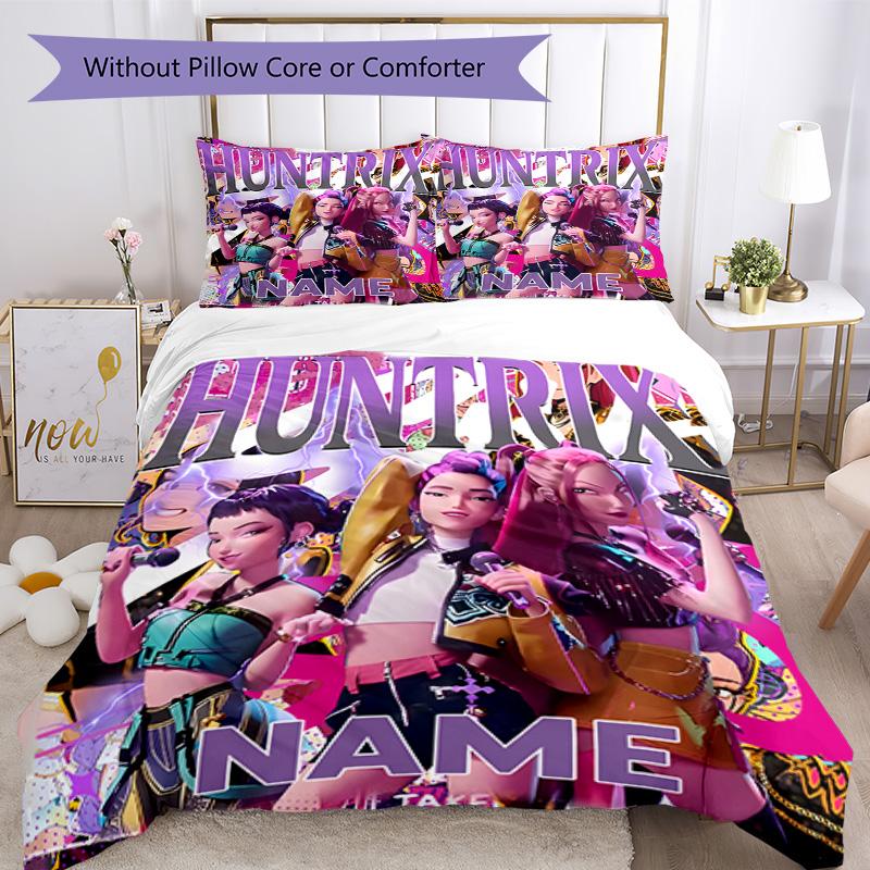 Cacciatori di Demoni Kpop Personalizza il tuo nome Set Biancheria da Letto Copripiumino Traspirante con Federe Decorazione per la Casa Regalo di Compleanno
