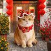 Red Chinese Style Pet Scarf Cartoon New Year Cat Headwear Winter Dog Cap Cat Collar  Pet Costume