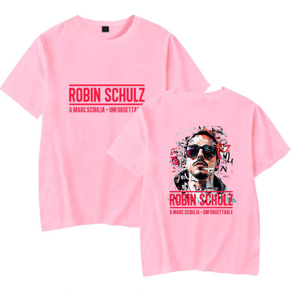 Футболки для женщин и мужчин Футболка с принтом Robin Schulz Летняя повседневная одежда для женщин и мужчин Модные футболки XXS розовый