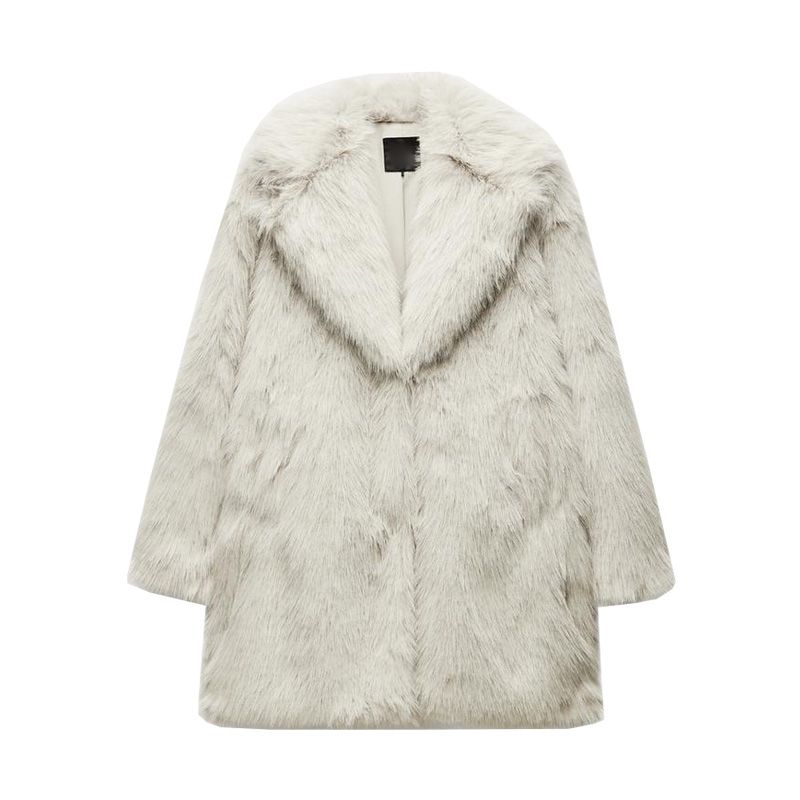Fall and Winter New Women's Clothing Fashion Style Faux Fur Effect Lapel Long Sleeves Coat Outwear 6318242