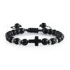 Prayer Men Women Bracelet Hematite Cross Rosary Natural Stone Beads Jesus Onyx Meditation Bracelets Bangles Jewelry Gift Pulsera