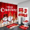 Cute Snowman Christmas Shower Curtain Set Silver Pine Branches Snowflake Xmas Balls Bathroom Decor Rug Bath Mat Toilet Lid Cover