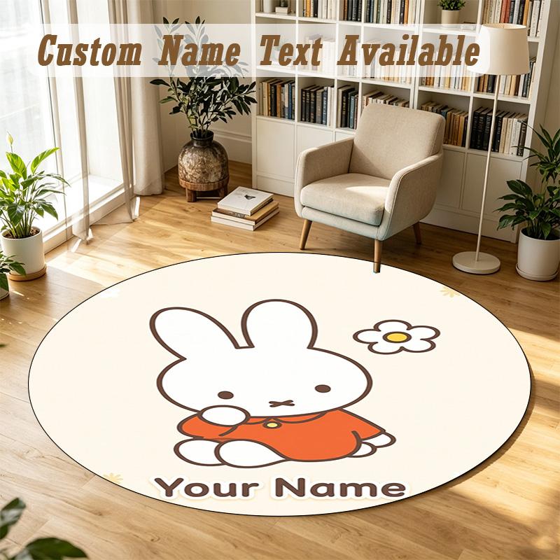 Round Rug Custom NameMiffy Pattern Non Slip Carpet Home Floor Decor