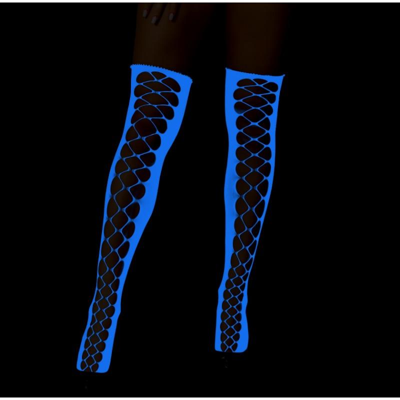

Blu-ray pantyhose lace hollow luminous fishnet socks fluorescent sexy tattoo lace body jacquard socks one size [simple package]