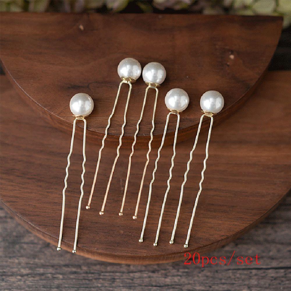 

Hairstyle Tools 20Pcs/box U-shaped Pearl Hairpin Bridal Tiara Wedding Headwear U-shaped Hairpin M