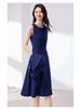 Black Sleeveless Cinched Waist Mid-Length Hepburn Style Dress