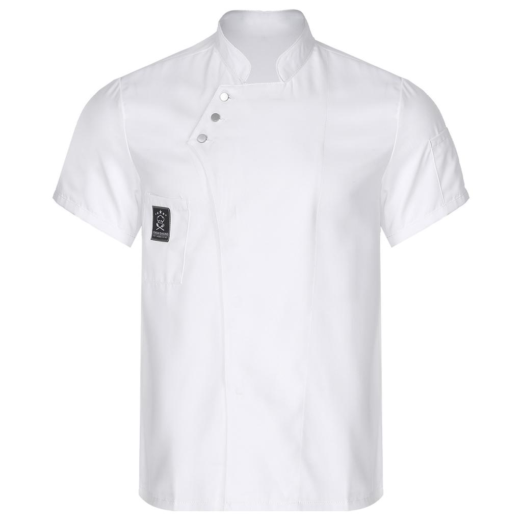 Unisex Stand Collar Chef Jacket for Restaurant Kitchen Uniforms Bakery Staff Durable Work Attire