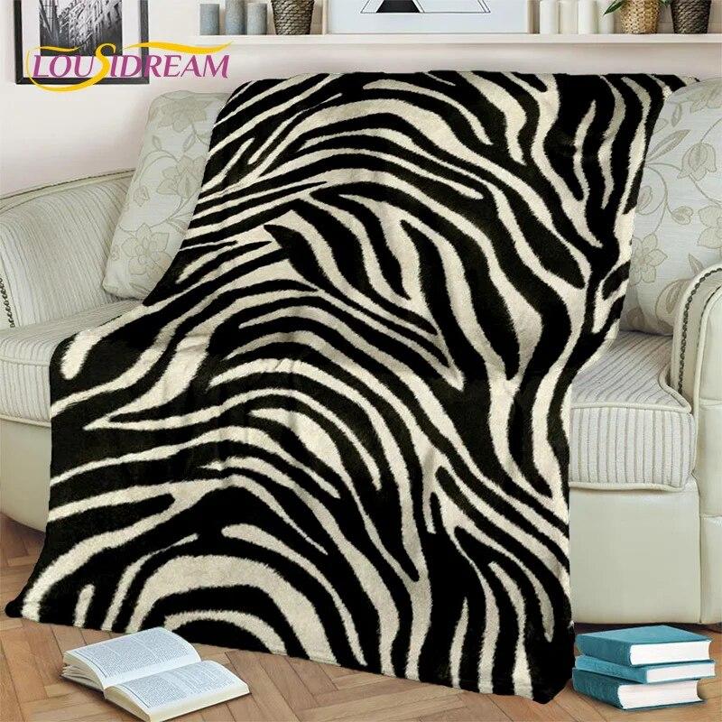 

3D барвистий візерунок зебри в смужку HD Ковдра, м яка ковдра для дому, спальні, ліжка, дивана для пікніка, подорожей, офісної ковдри, дитячої 75x90cm