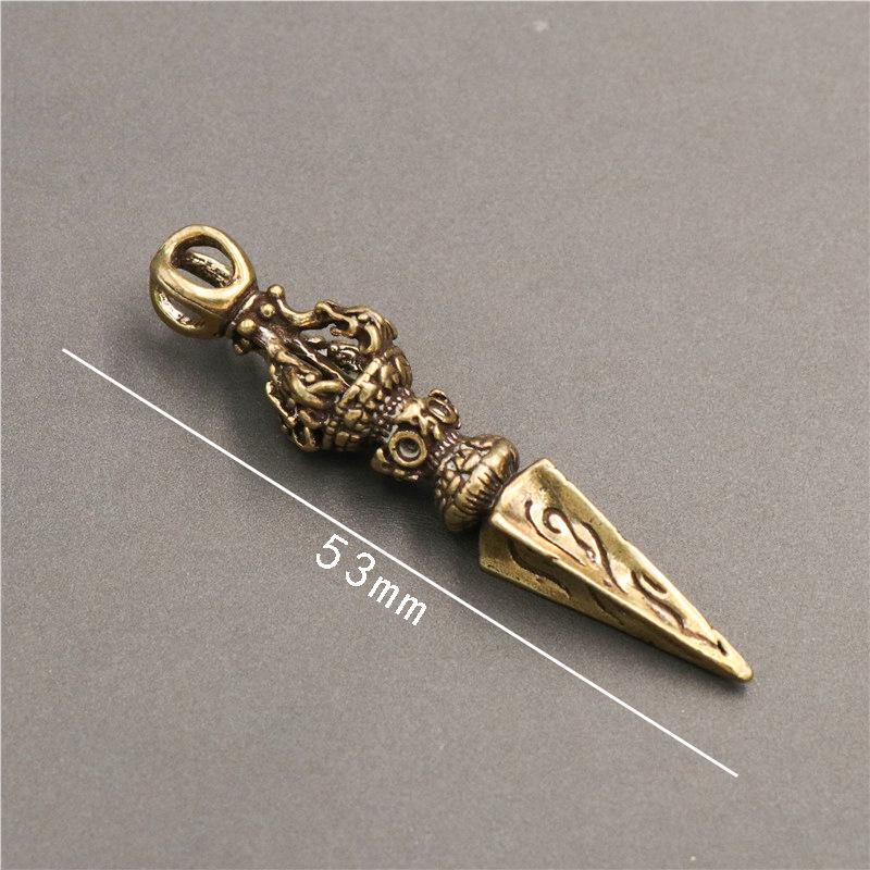 Messing Vajra Stößel Schlüsselanhänger: Goldener tantrischer Anhänger & kleines Ornament