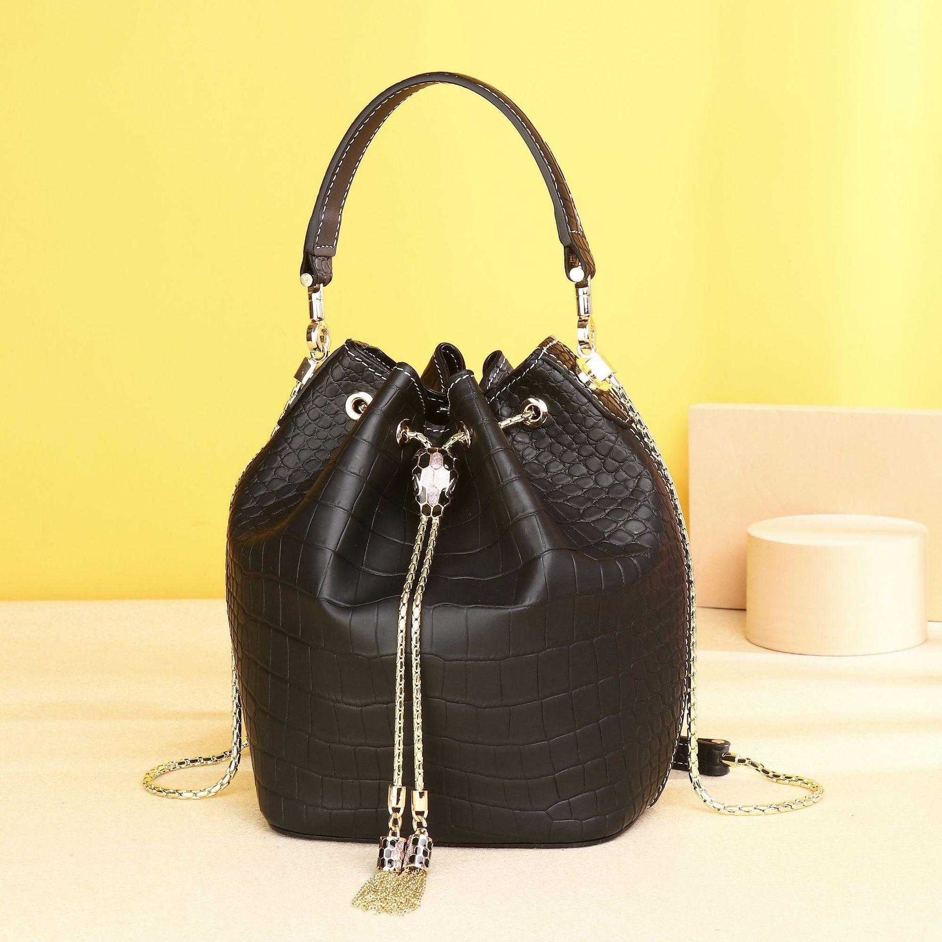 

Сумка-ведро цвета тумана с узором крокодиловой кожи, классический маленький карман, женская сумка, маленькая сумка через плечо, модная женская сумка