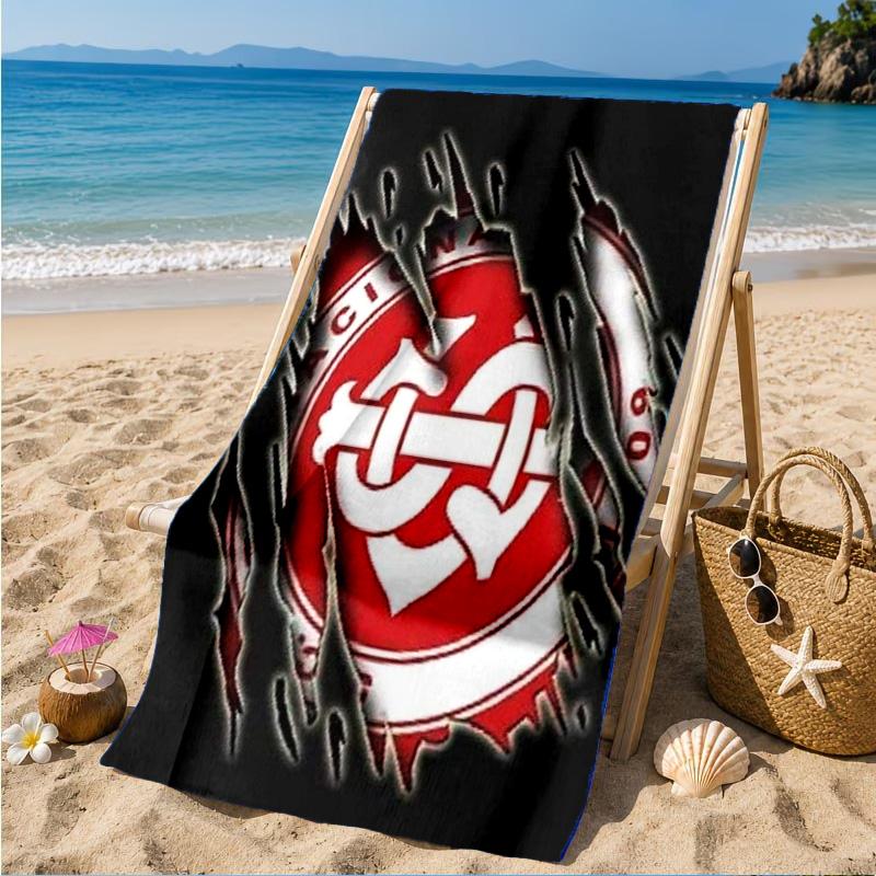 Inter Club Emblem Printed Microfiber Beach Towel, Soft And Absorbent, Quick-Dry, Ideal for Summer Travel, Beach Essential, Swimming Pool
