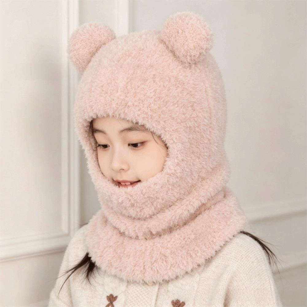 Warm Lining Children Windproof Hooded Hat Bear Kids Balaclava Hat Children