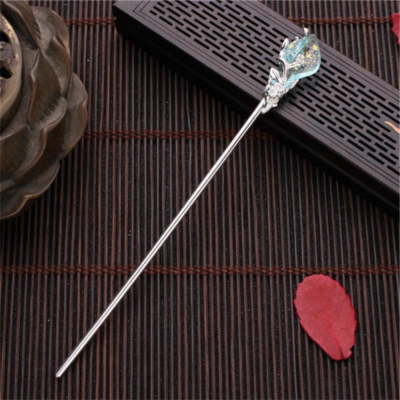1PCS Vintage Chinese Style Hanfu Hair Chopsticks Hairpin Women Metal Glaze Hair Fork Woman Jewelry Hair Clip Hair Stick