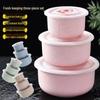 Wheat Straw Airtight Microwaveable Bowl Set with Lids - 3-Piece Lunch Box Gift with Logo Print