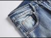 Pánské džíny slim-fit v evropském stylu s modrou výšivkou kobry