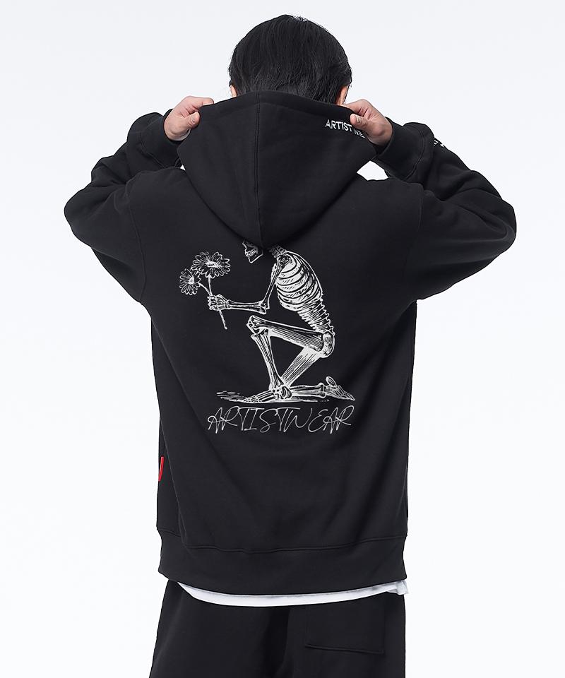 Artistwear [Atw] Skull Flower Zip-Up Hoodie