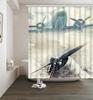 Warcraft Deck Jet Fighter Shower Curtain For Military Fans Bathroom,Warship Plane Coast Shower Curtain Fabric Bathroom Curtains