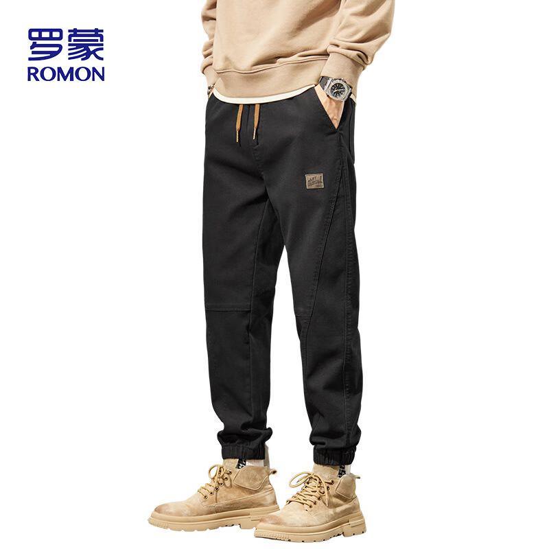 ROMON Men's Loose Fit Thickened Casual Cargo Pants