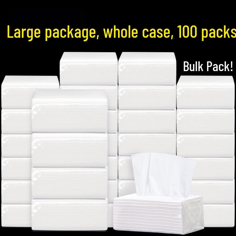 Hotel & Family Pack Facial Tissues: 100-Pack Pull-Out Napkins Bag-packed