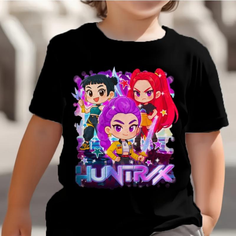 KPop Demon Hunters Kids T Shirt Huntrix Girl Saja Boys Baby Tops Toddler Tees Zoey Rumi Mira Clothes Children T-shirts Short Sleeve Wear