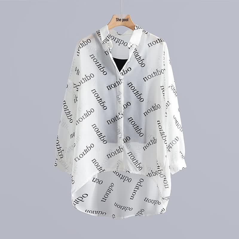 Women's Lightweight Breathable Letter Print Sun Protection Shirt
