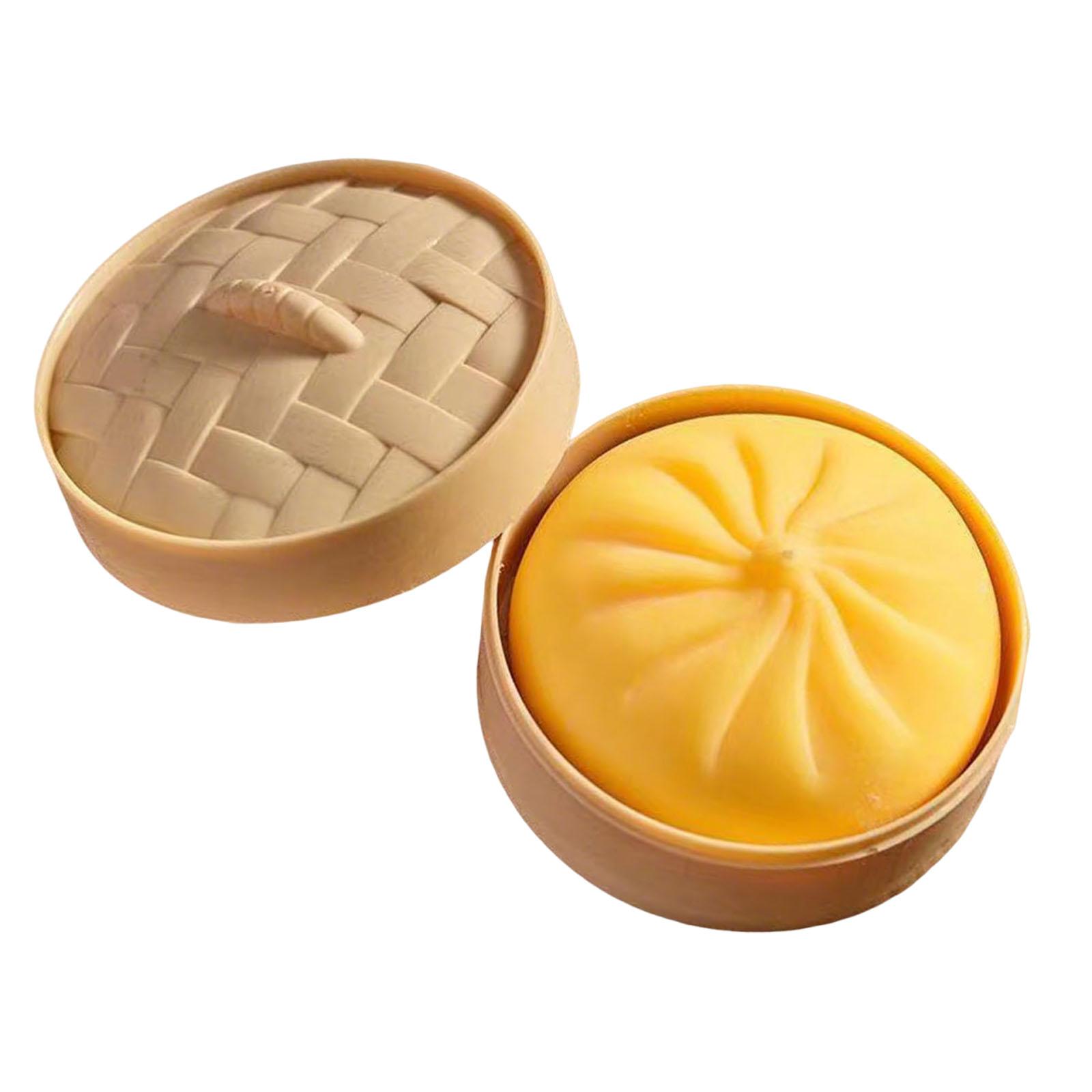 Soft Squeeze Decompression Dough with Steamer Box Steamed Bun Squeeze Toys for Adults and Children жёлтый
