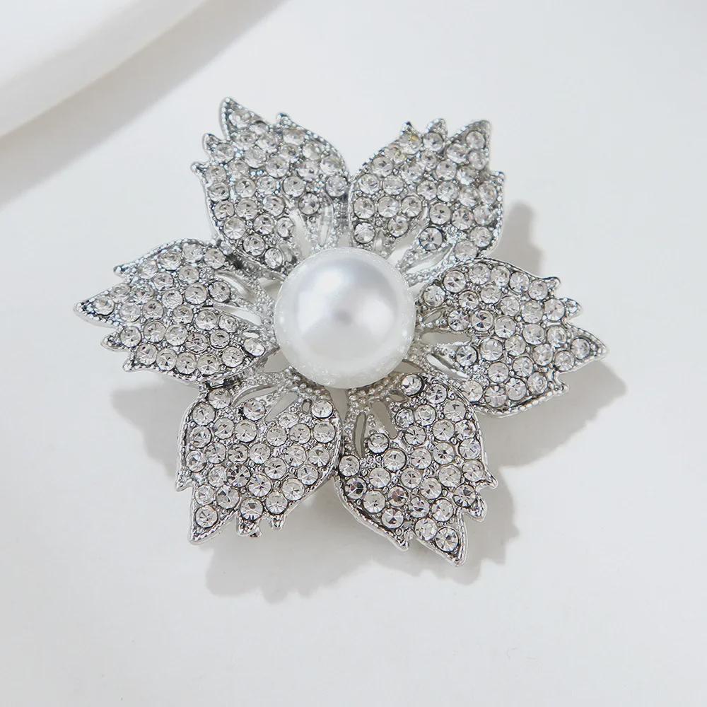 Lanhao Korejská brož Šestilístková perlová kamélie Slunečnice - Ekologické šperky