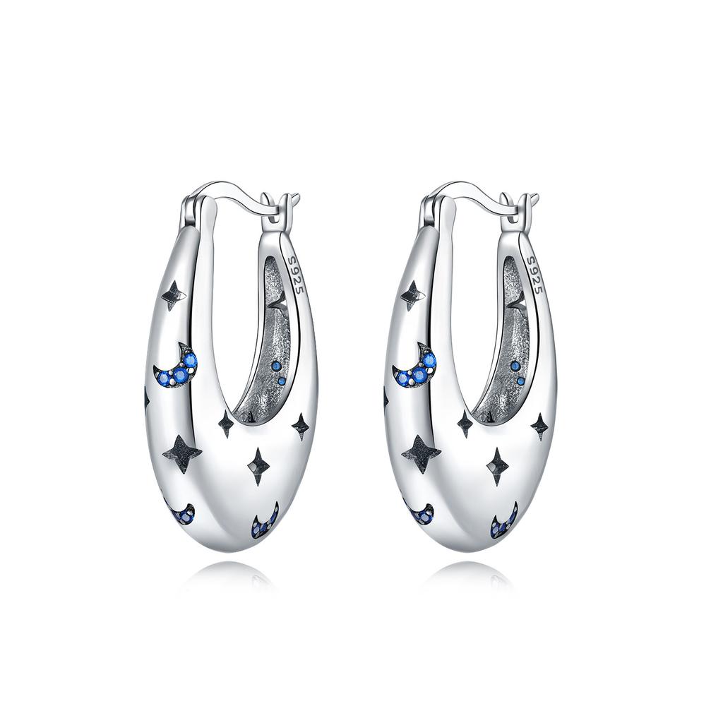 Orstarry Original 925 Sterling Silver Blue Star River Earrings Women Hoop Earring Anniversary Jewelry Trendy Gifts