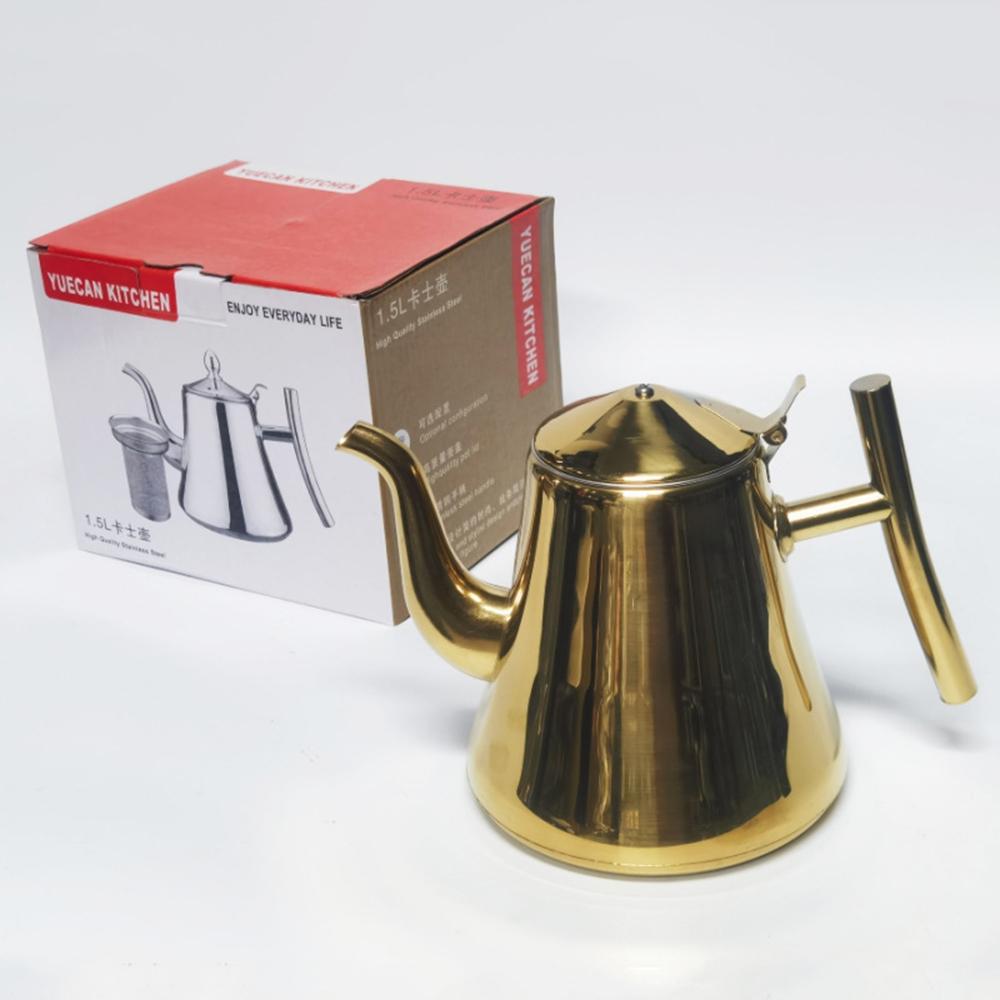 New stainless steel tea pot with filter, Restaurant kettle for brewing tea, Household coffe pot, Health tea kettle, 1.5L
