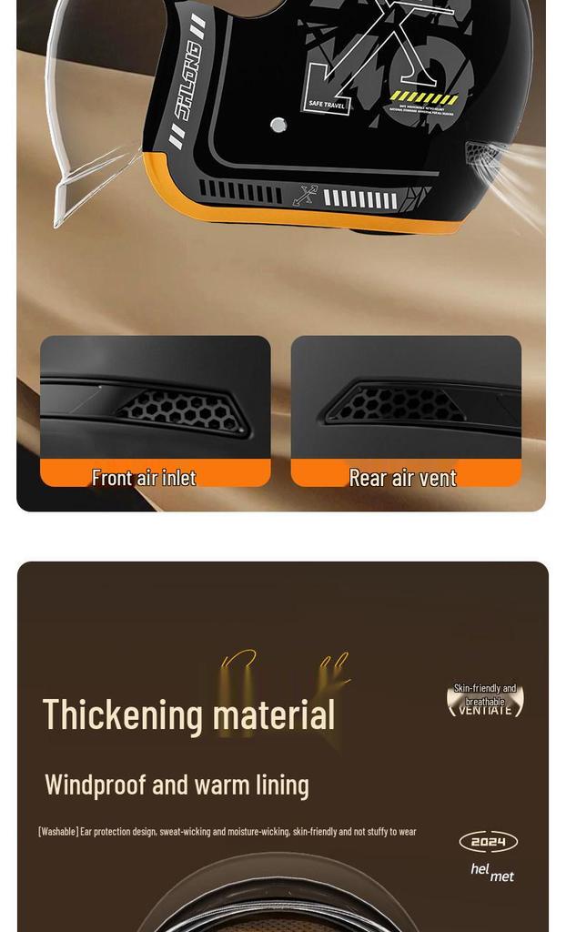 3C Certified Electric Helmet for Women & Men: Warm, Safe & All-Season Motorcycle Half Helmet for Autumn/Winter.
