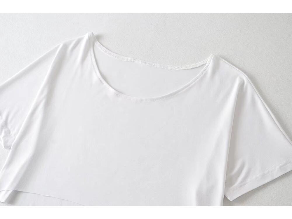 Trendy Dámský Crop Top Evropského a Amerického Stylu s Kulatým Výstřihem a Polovičním Rukávem