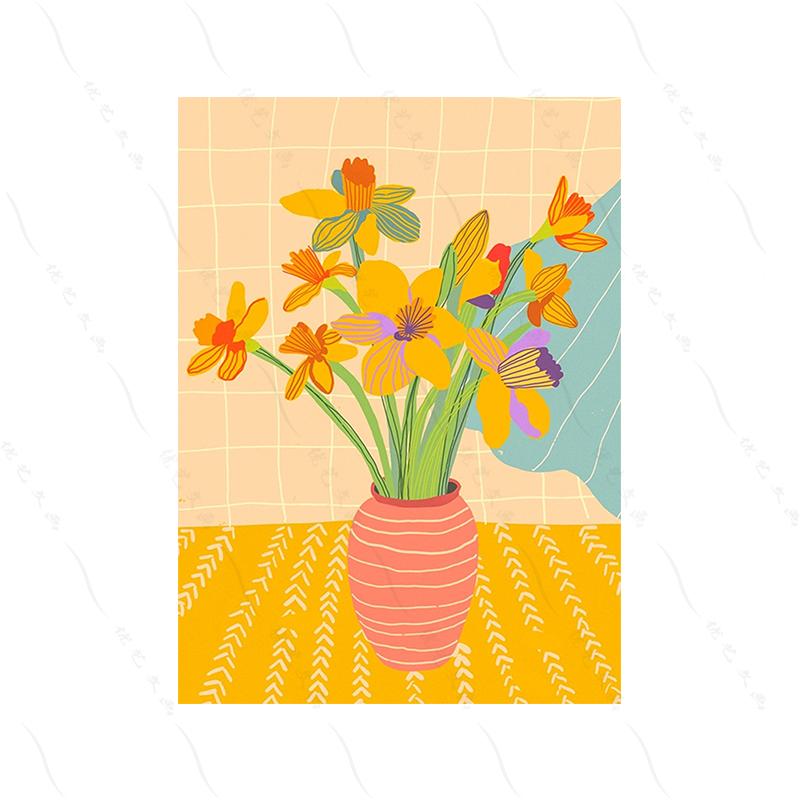 Retro Trendy Floral Rainbow Poster Wall Art Print Abstract Canvas Painting Spaghetti Dinner Date Room Cuadros Decorativos