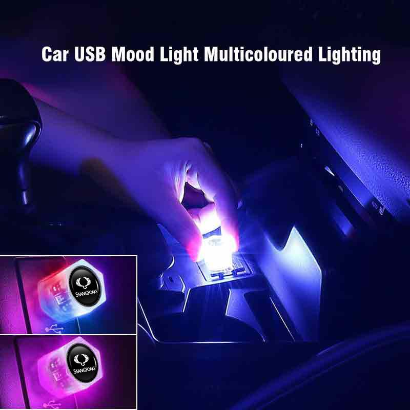 Car USB LED Ambient Light Atmosphere Lamps Colorful Night Light Auto Interior For SsangYong Actyon Korando Rexton Kyron Rodius