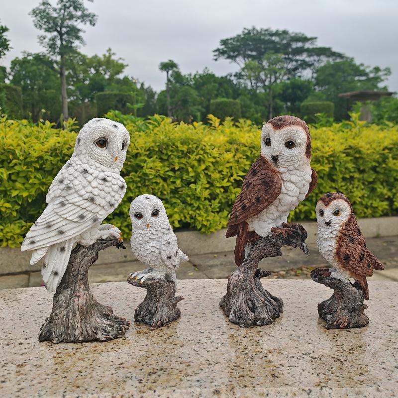 Kunstmatige decoratieve ornamenten voor buitenkorridors, patio's, tuinen en binnenplaatsen, creatieve en schattige uil-moeder-en-kind decoraties