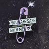 LGBT Rainbow Pride Enamel Pins You Are Safe With Me Round Brooches Lapel Badge Jewelry Gifts For Gay Lesbian Homosex Friends