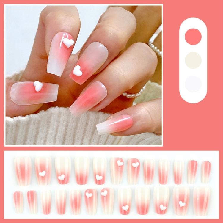 Medium Square False Nails Heart False Nails Full Cover False Nails Nails Decor