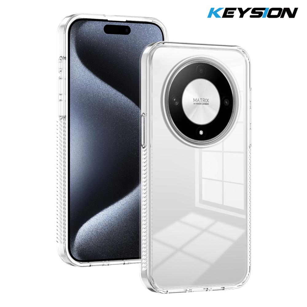 KEYSION Transparent Case for HONOR X9b 5G X9A 5G TPU+PC Anti-slip HD Clear Shockproof Phone Cover for Huawei Magic 5 6 Lite 5G