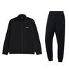 Solid Color Stand Collar Zipper Hoodie Elastic Waist Straight Leg Breathable Long Pants Casual Sports Suit Men Suit Black AWDTD93-549