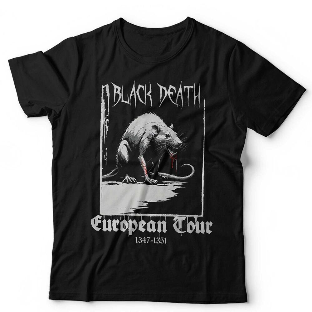 

Black Death European Tour Tshirt Unisex Plague Rat Gothic Medieval Dark Humour 3XL