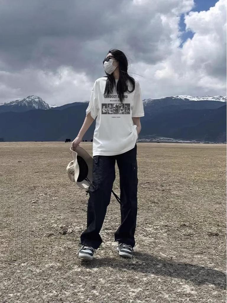 Plus Size Women's Oversized Pure Cotton Hip Hop Short Sleeve T-shirt - Summer 2026 New Arrival, High-End Feel