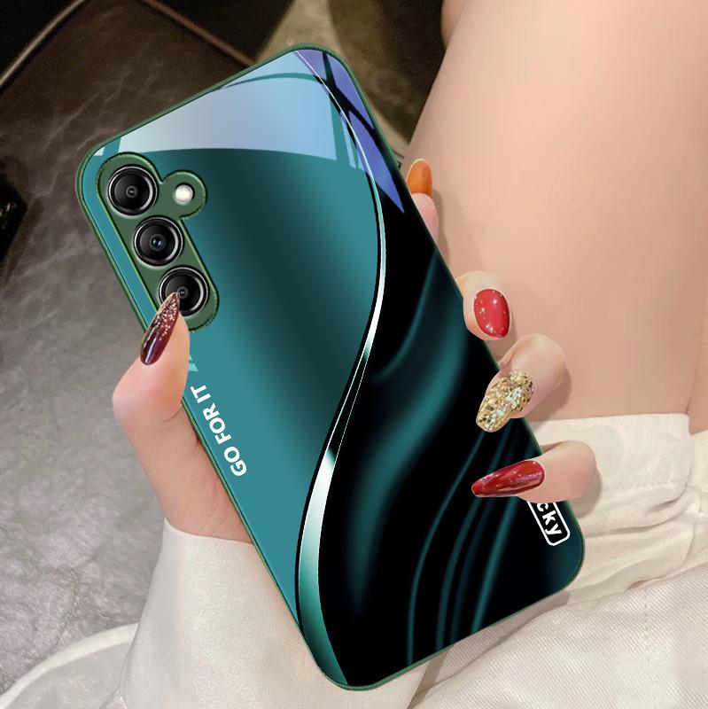

Glass phone case for Samsung Galaxy A01 A02 A03 Core A04 A14 4G 13 54 34 31 20 25 23 22 5G S21 Ultra S20 Matte gray Lucky Samsung A21s