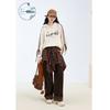 ZIHAN Women's Winter Hooded Letter Print Color-Block Sweatshirt