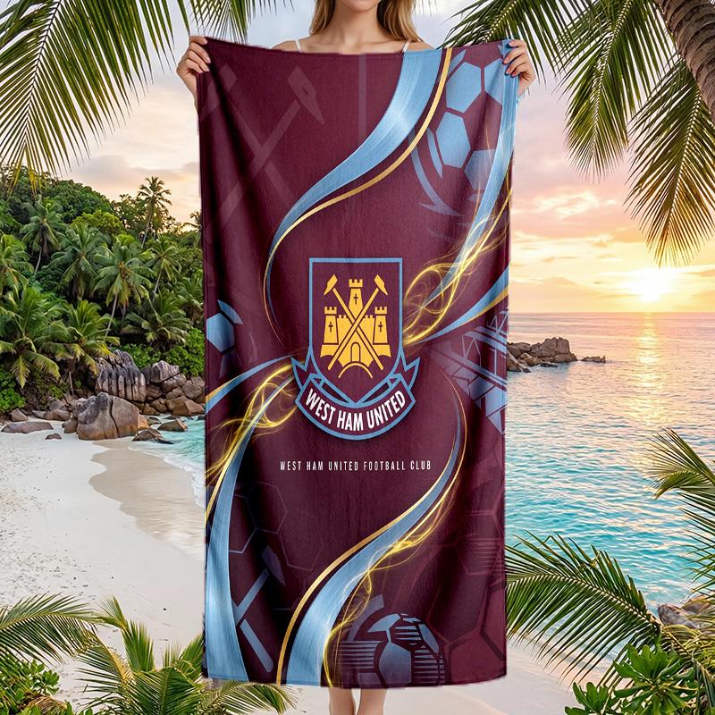 West Ham United Fußball Strandtuch Weiches Mikrofaser Sommerhandtuch Schnelltrocknend Saugfähiges Handtuch für Strand Schwimmbad Reisen