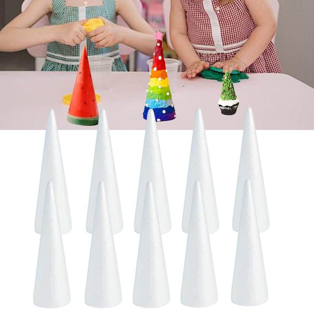 10x Foam Cones for Crafts Handmade Gnomes Foam Tree Cones Polystyrene Cones for Festival Children Kids Party Holiday DIY Arts