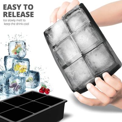 6 Fack Stor Isbricka Form Stor Livsmedelsgodkänd Silikon Fyrkantig Iskubbricka Låda DIY Isblocksform för Bar Whiskey Lätt att Lösgöra
