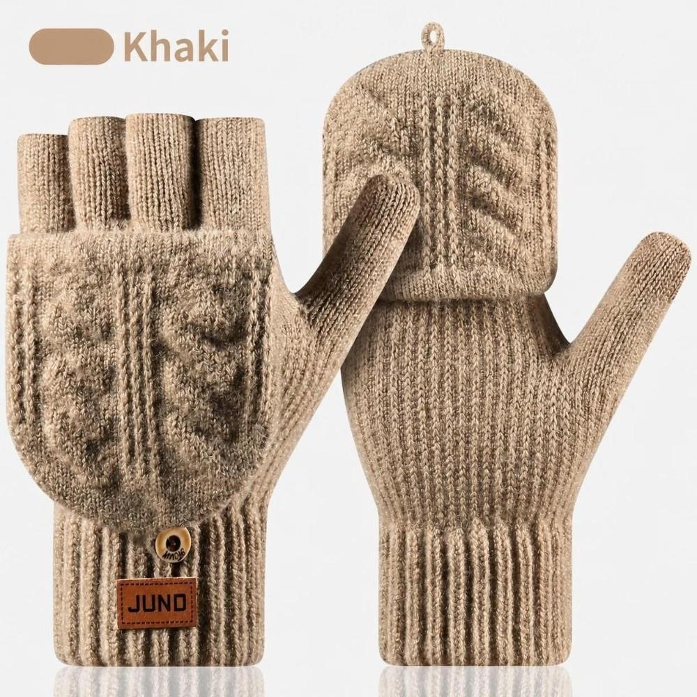 Polyester Blend Men Flip Top Gloves Warm Women Half Finger Mittens Cold Weather