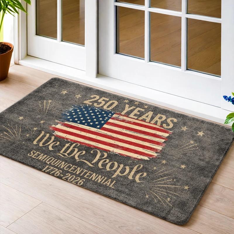 1pc We The People Semi-Centennial Floor Mat Suitable for Livi - Non-Slip Carpet, Machine Washable Suitable for Independence Day, for Decor