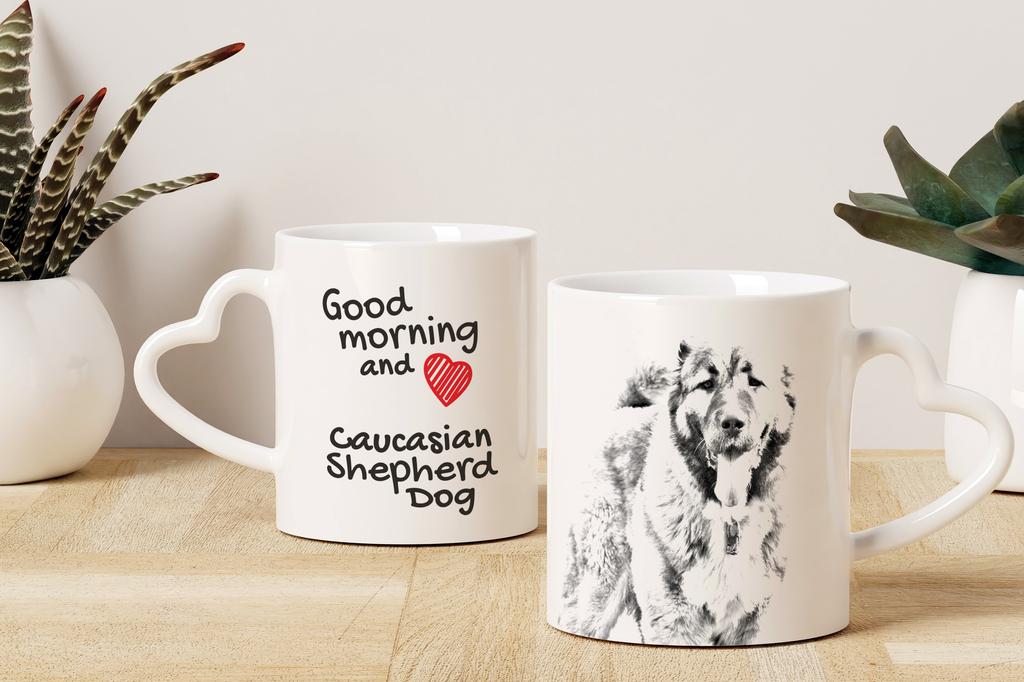 Caucasian Shepherd Dog, Caucasian Ovcharka - cup with a dog, adorable cup with a heart-shaped handle, universal gift from the Art-Dog brand