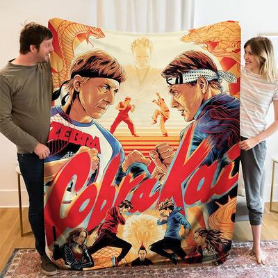 1Pc Cobrakai Print Flannel Blanket, High Quality Comfortable for All Seasons, Home Decor, Warmth and Comfort, Perfect for Christmas Gifts