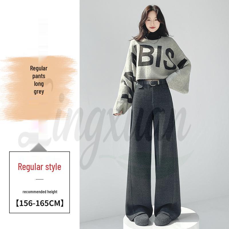 

Spring 2026 Women s Plus Velvet Narrow Leg Cashmere Wool Trousers S